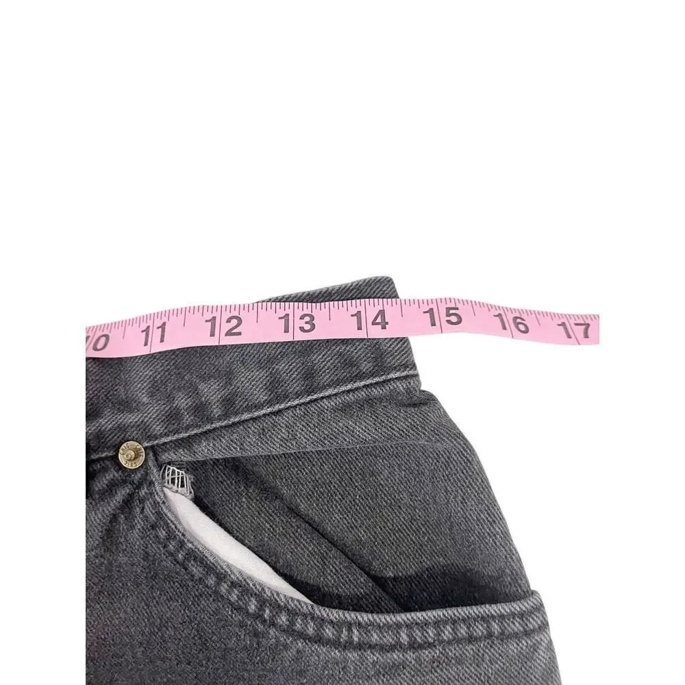Vintage Chic Black Gray Cotton Jeans‎ Womens High Rise Taper Size 12